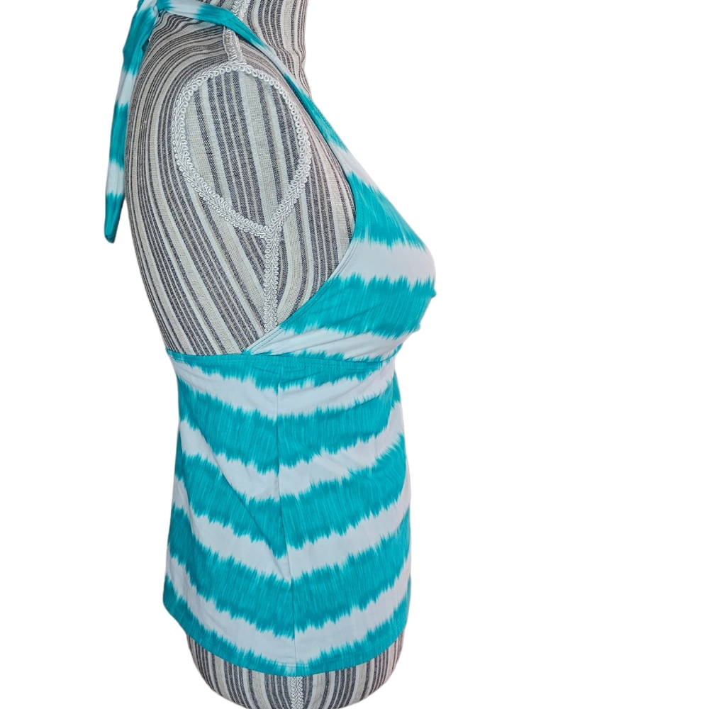 Ralph Lawren women's blue/white haulter back tankini Swimwear size 8 - Picture 2 of 5